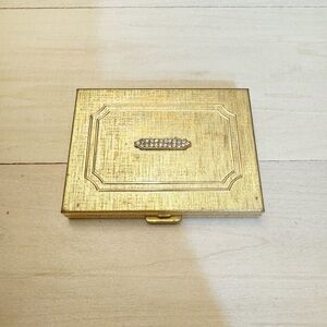 Vintage 1950s Max Factor Jeweled Mirrored Compact Gold Tone Metal